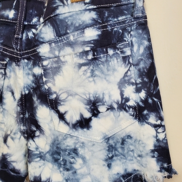 NWT TREASURE & BOND NORDSTROM NAVY DENIM TIE DYE HIGH WAIST SHORTS GIRLS SIZE 12 - Picture 7 of 13